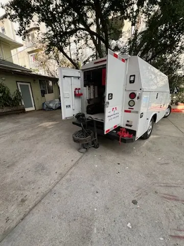 Magnet Plumbing service vehicle on-site for Sewer Line Repair in Cullowhee